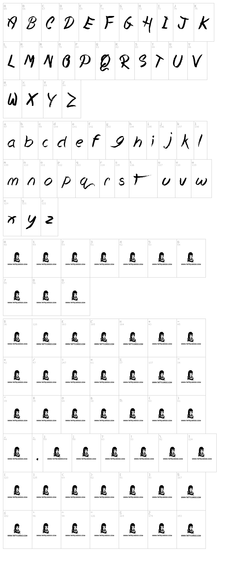 Hopeless Place font map